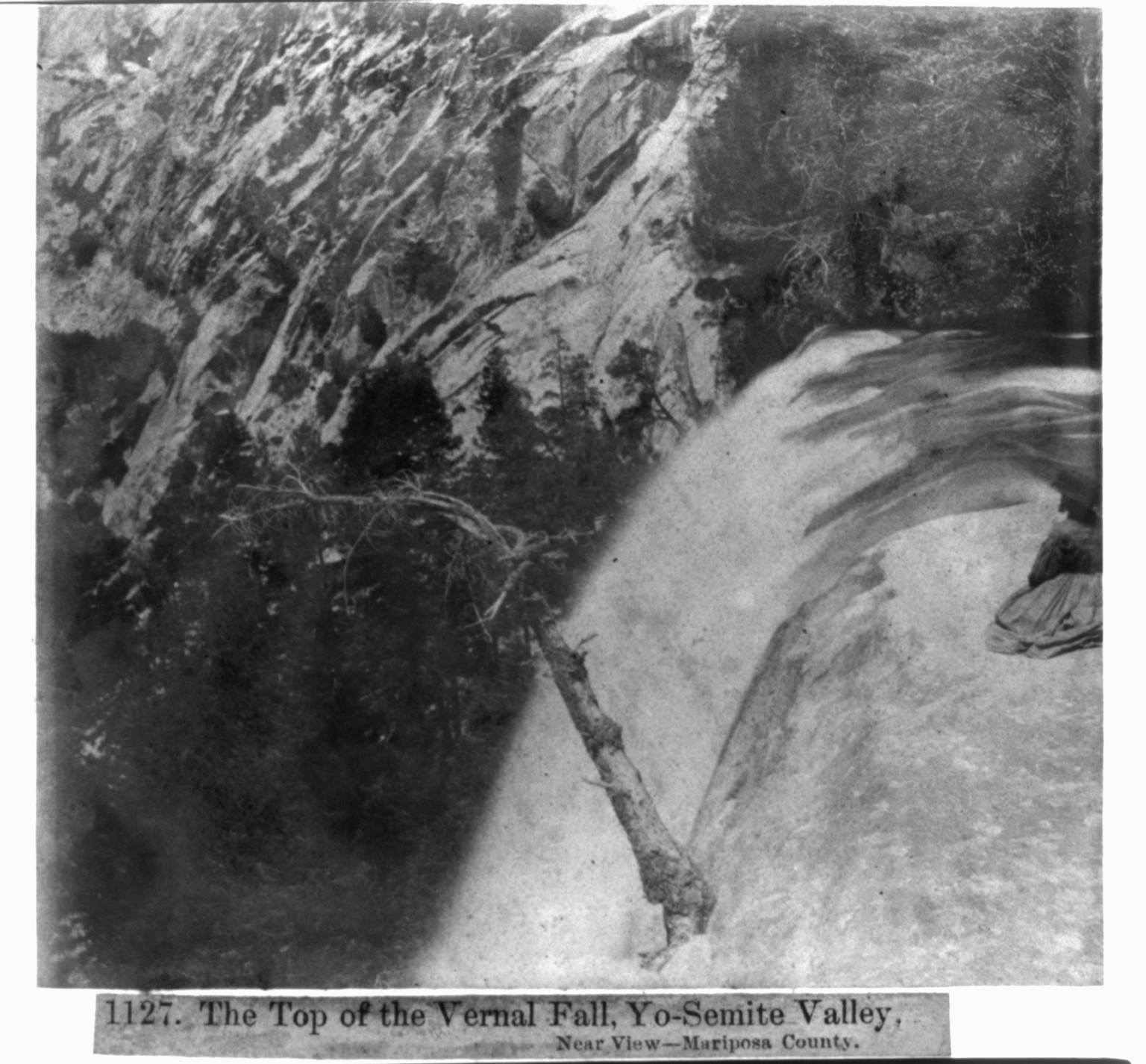 The top of the Vernal Fall, Yosemite Valley - near view--Mariposa County, [published 1866] — historic photograph