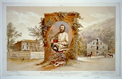 The above is a true picture of Stonewall Jackson and his boyhood home, situated on the West Fork River, Lewis Co., W. Va.