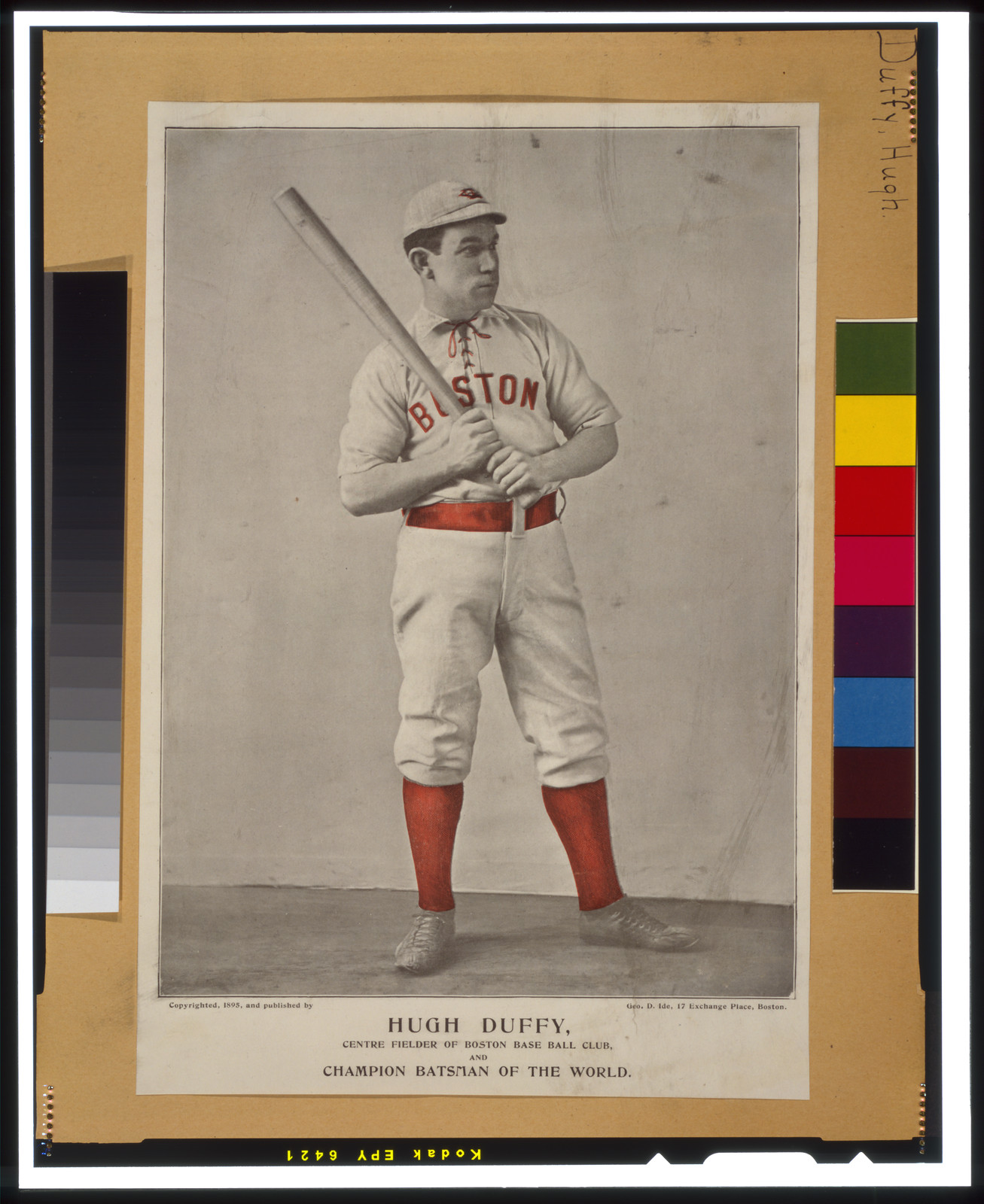 Hugh Duffy, centre fielder of Boston Base Ball Club, and champion batsman of the world, Boston : Published by Geo. D. Ide, c1895. — historic print