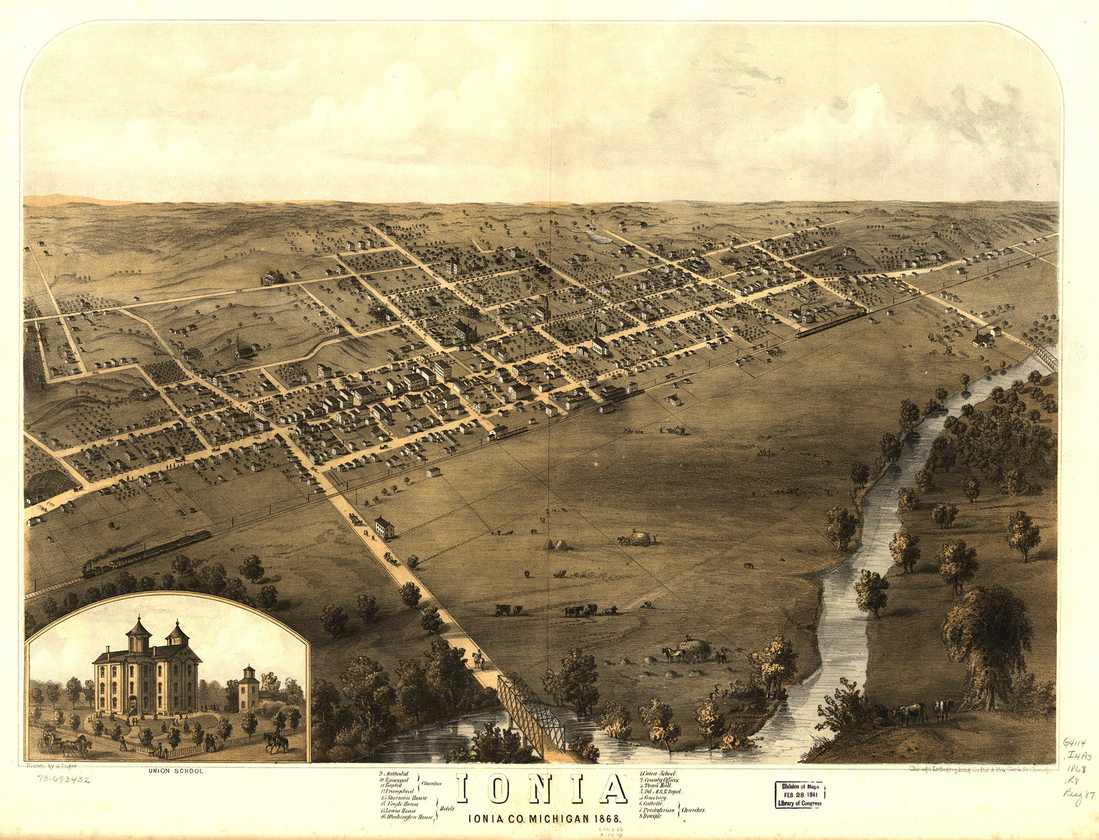 Ionia, Michigan, 1868, 1868 — antique map