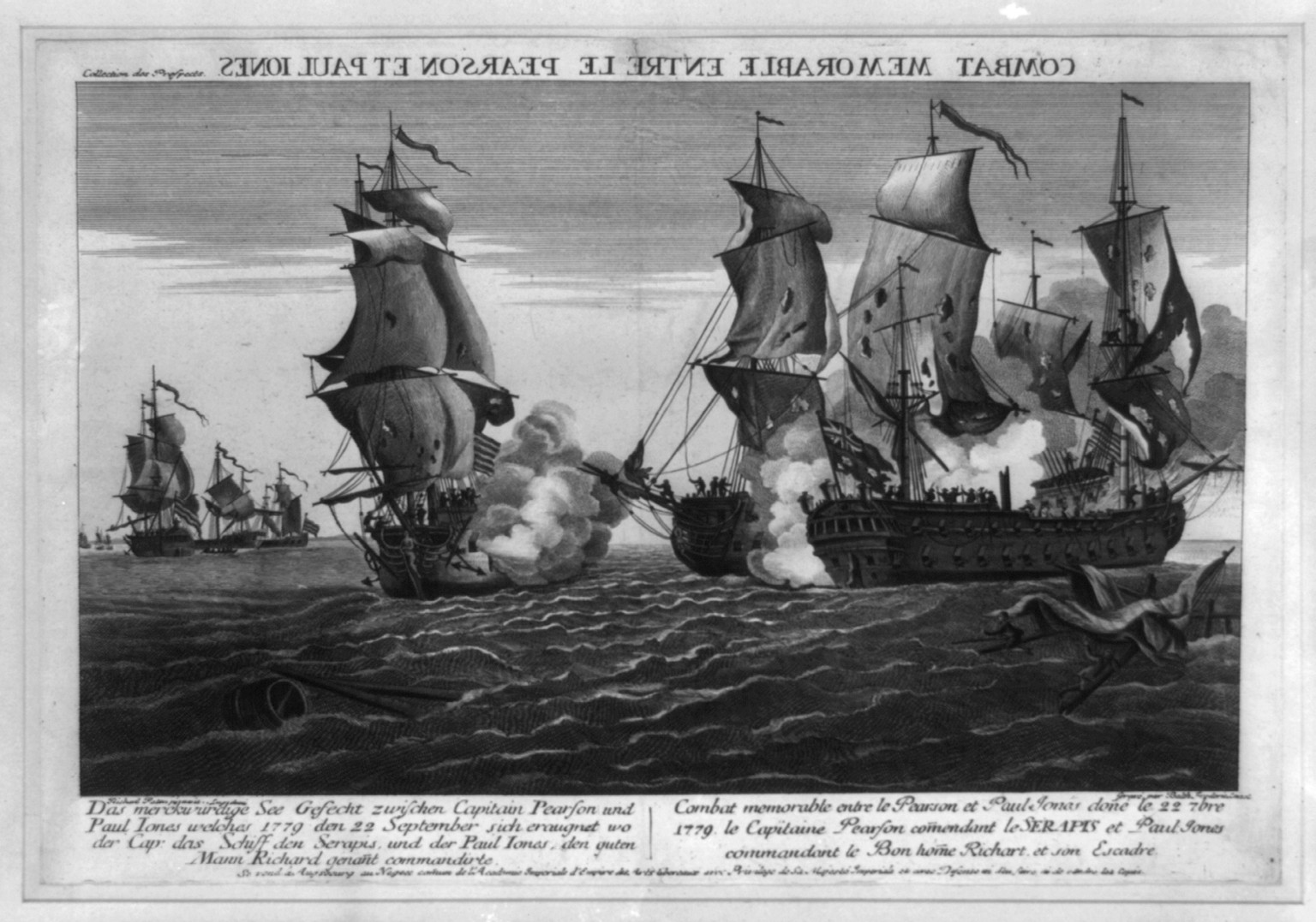 Combat memorable entre le Pearson et Paul Jones / Richard Paton pinxit ; gravé par Balth. Frederic Leizel [sic]. — historic print