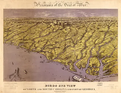 Birds Eye View of North and South Carolina and Part of Georgia