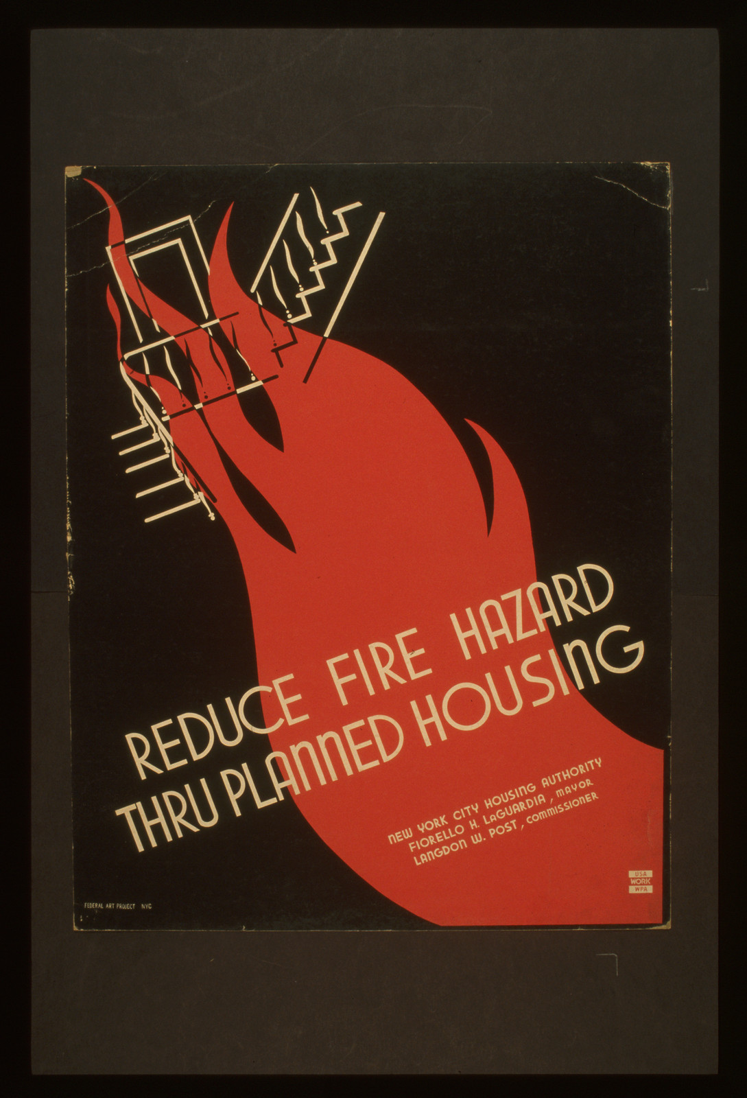 Reduced fire hazard thru planned housing, 1936 — vintage poster