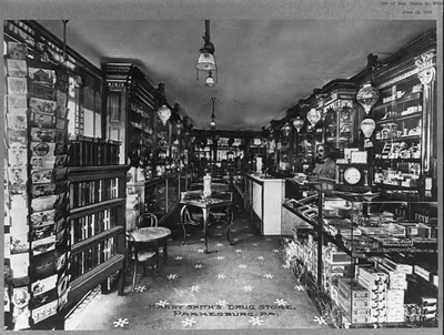 Pennsylvania. Parkersburg. Harry Smith's drug store (interior)