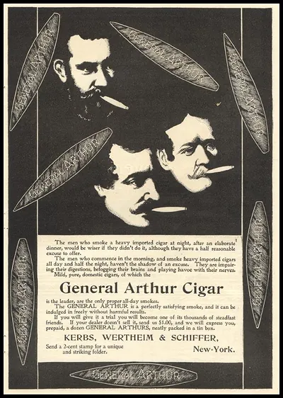 General Arthur Cigar advertisement, Kerbs, Wertheim & Schiffer, New York
