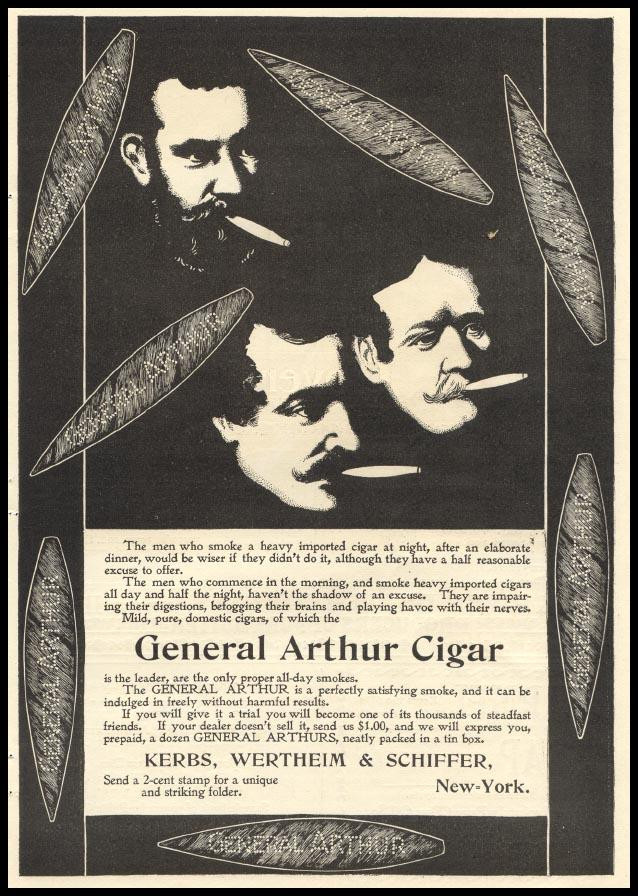 General Arthur Cigar advertisement, Kerbs, Wertheim & Schiffer, New York — historic image