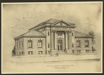 Carnegie Library, Coshocton, Ohio architectural drawing