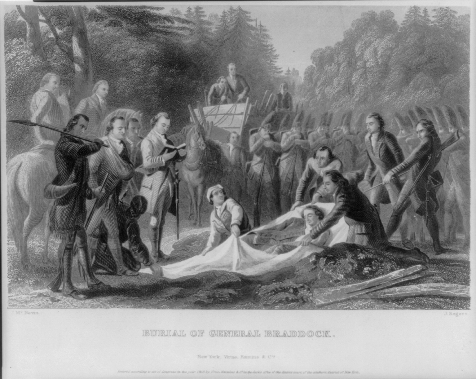 Burial of General Braddock / J. McNevin ; J. Rogers., [between 1980 and 1990] — historic photograph