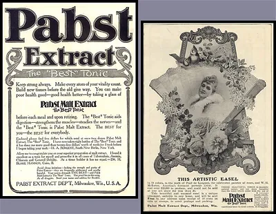 Two vintage Pabst Malt Extract newspaper advertisements