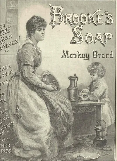 Brooke's Soap Monkey Brand advertisement with woman and child