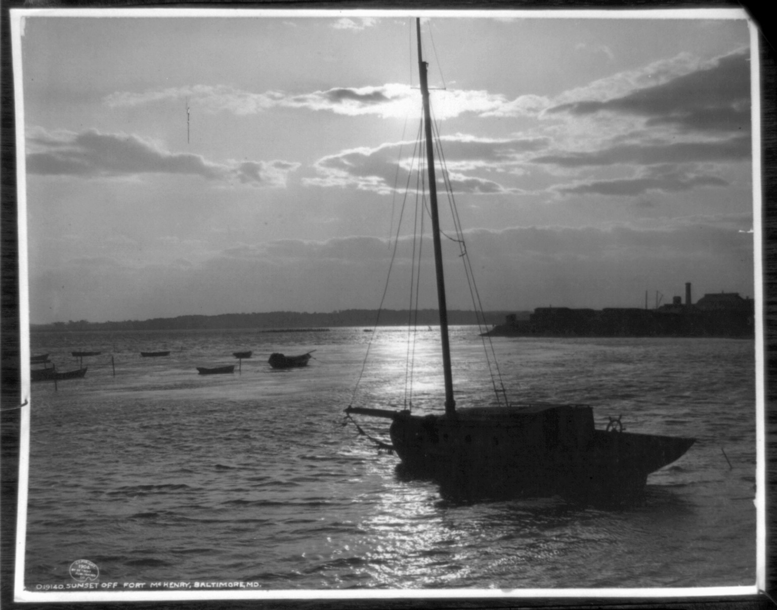 Sunset off Fort McHenry, Baltimore, Md., c1906. — historic photograph