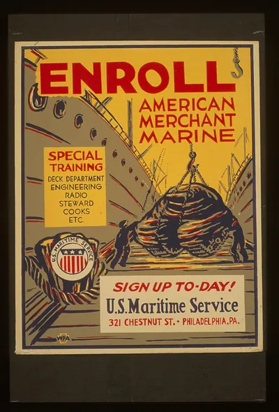 Enroll American Merchant Marine Special training - deck department engineering radio