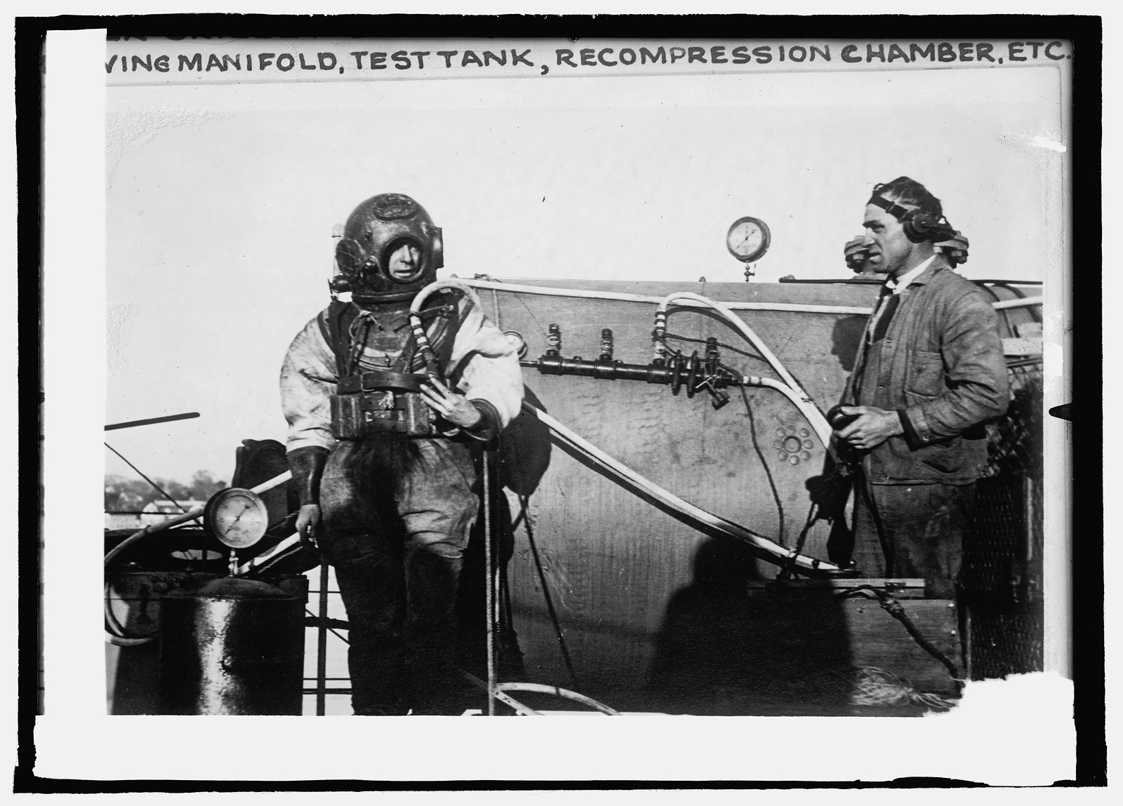 U.S.S. Walke, diver Crilby showing air central valve, [between 1908 and 1919] — historic photograph