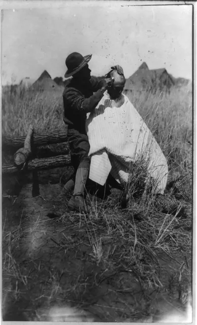 Mexico - U.S. campaign against Villa - 1916. The Barber of the Brigade Hdqts. near Casa Grande, Mexico