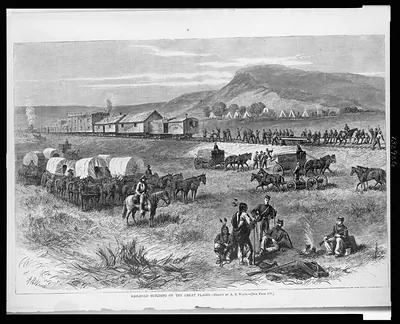 Railroad building on the great plains / drawn by A.R. Waud ; A.R. Waud.