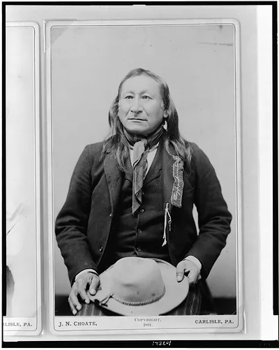 [Young Man Afraid of His Horses, half-length portrait, seated, facing slightly left, holding hat] / J.N. Choate, Carlisle, Pa.