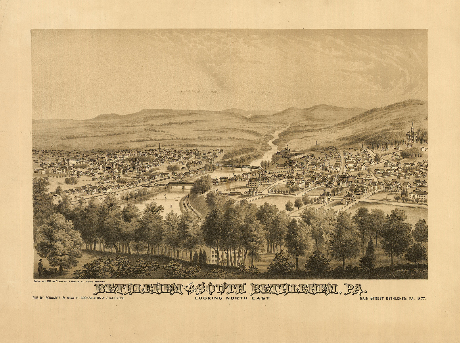 Bethlehem, Pennsylvania, 1877, 1877 — antique map