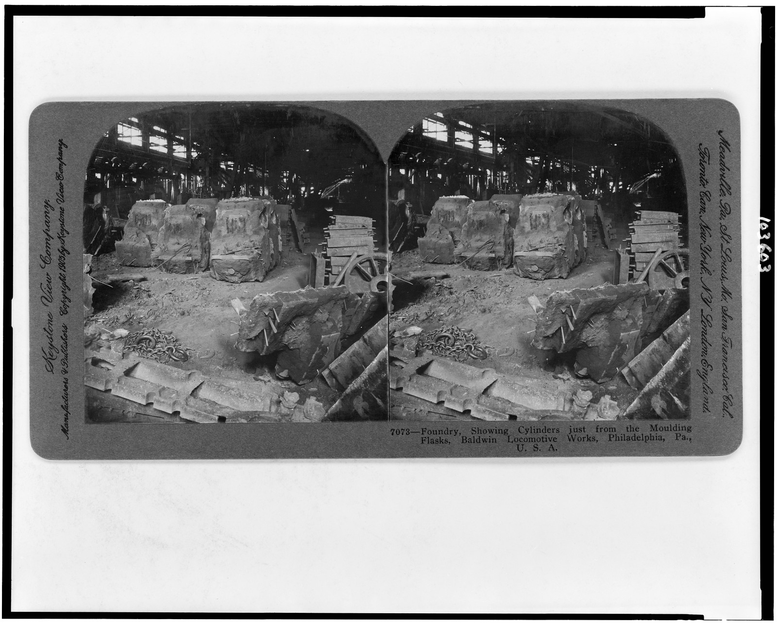 Foundry showing cylinders just from the moulding flasks Baldwin Locomotive Works Philadelphia Pa. U.S.A., 1905 — historic photograph