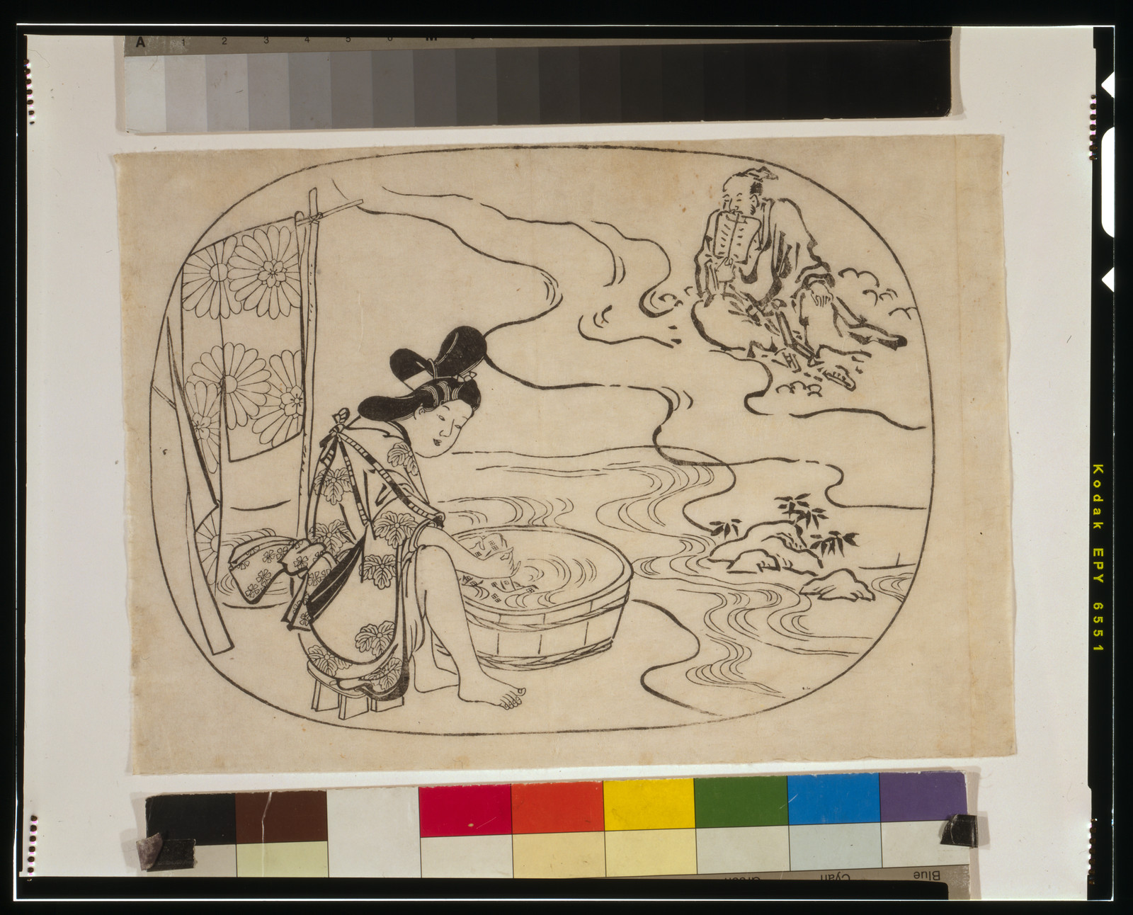 Kume the Immortal spies on a beauty, [between 1685 and 1695] — historic print
