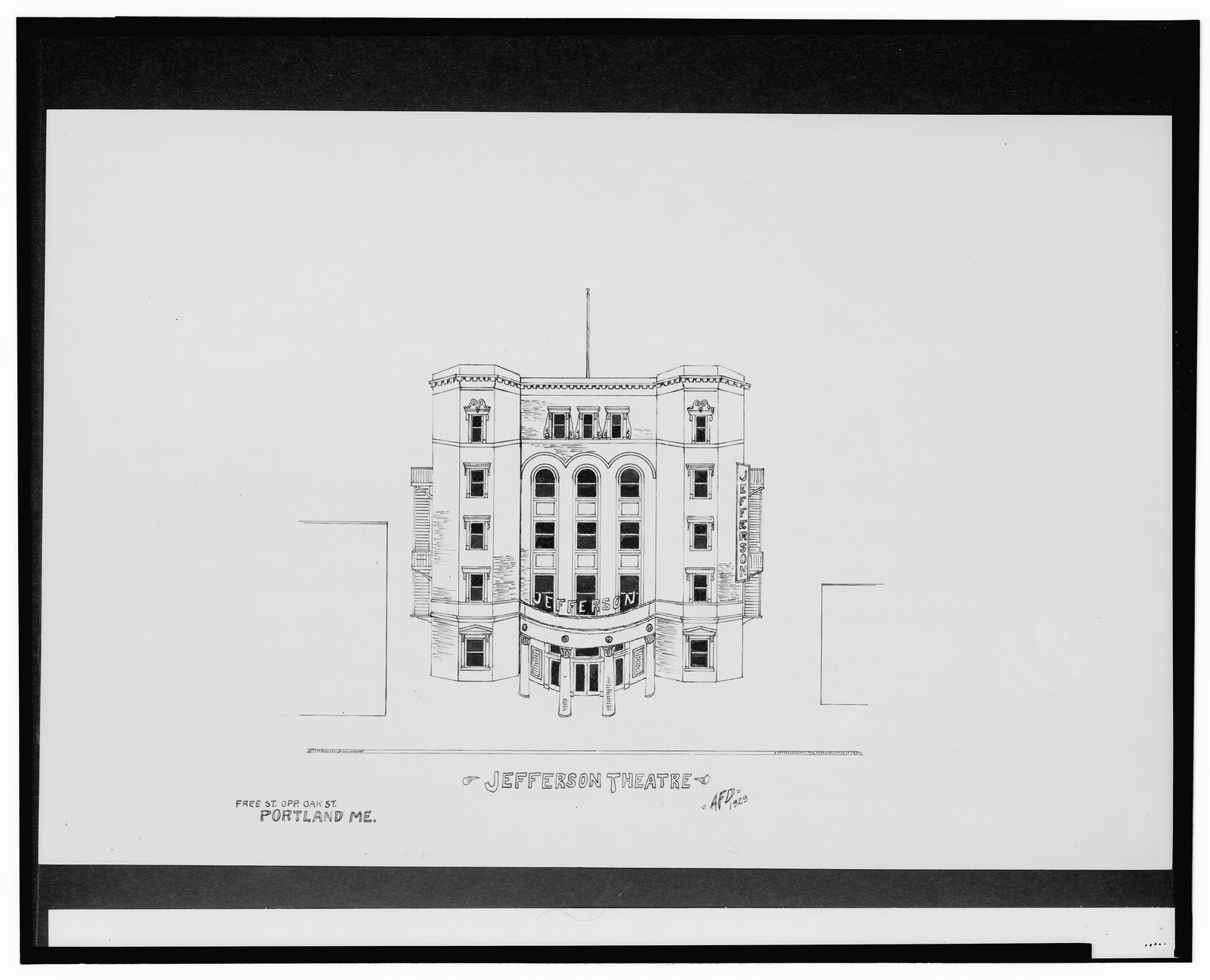 [Jefferson Theatre, Free St. opposite Oak St., Portland, Maine] / AFD 1929., And Engineering (ADE) Drawings — vintage poster
