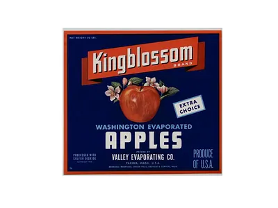 Kingblossom Brand Washington Evaporated Apples crate label