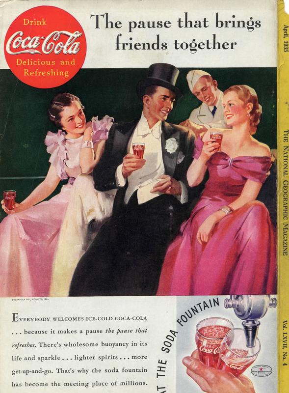 Coca-Cola advertisement: The pause that brings friends together — historic image