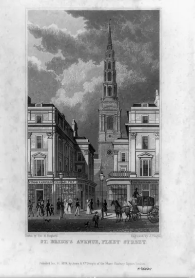 St. Bride's Avenue, Fleet Street / Drawn by Tho. H. Shepherd ; engraved by J. Tingle.
