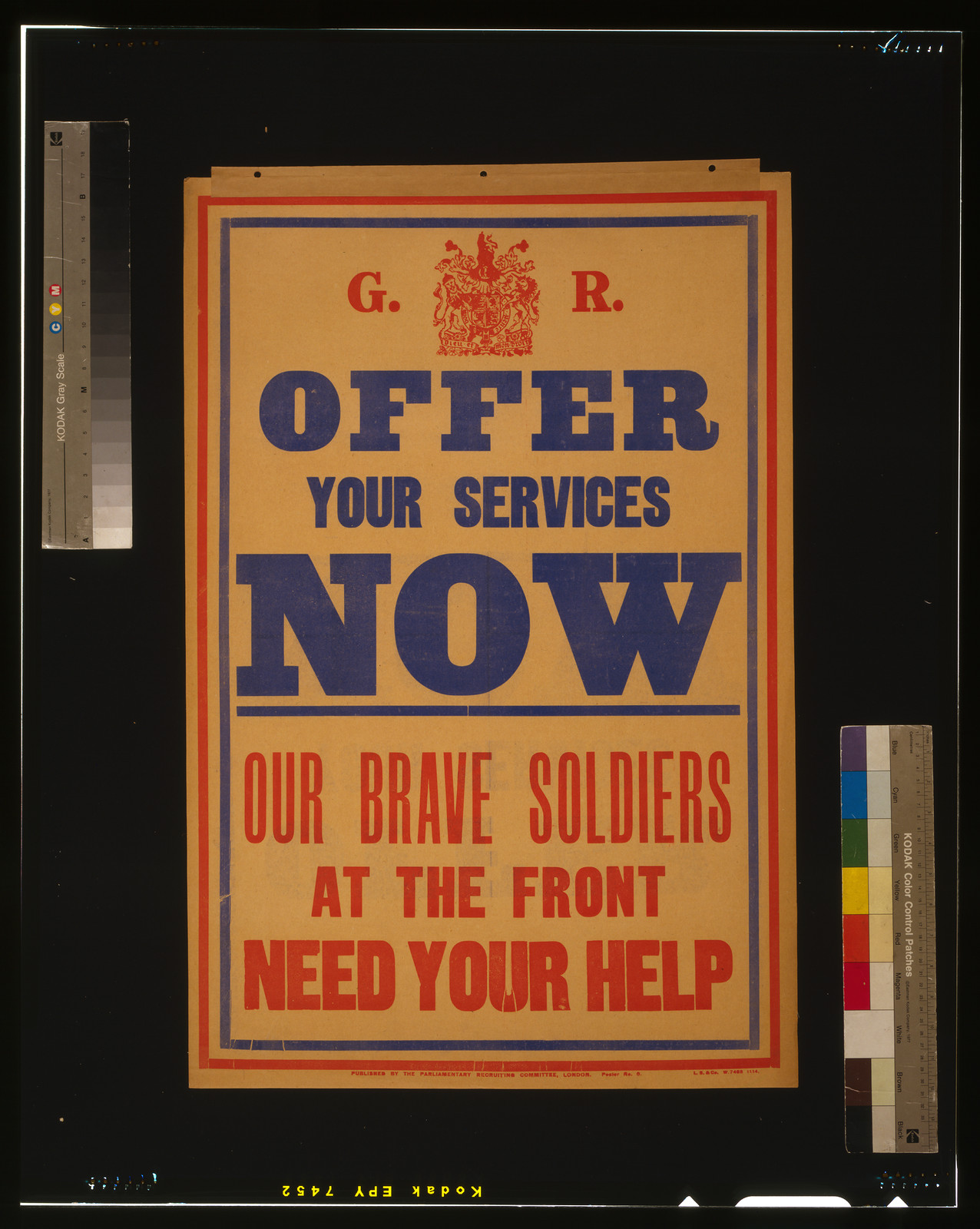 Offer your services now. Our brave soldiers at the front need your help / L.S. & Co., London : Parliamentary Recruiting Committee, [1914] — vintage poster