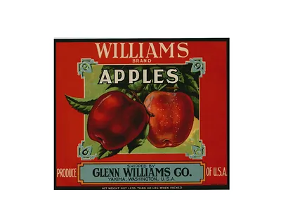 Williams Brand Apples crate label, Glenn Williams Co., Yakima