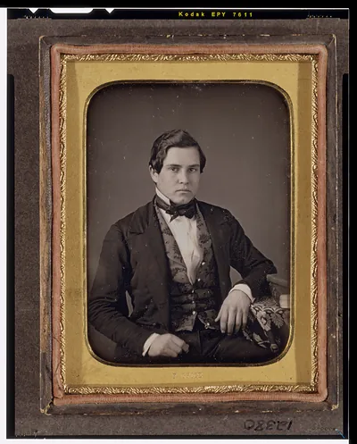 Daguerreotype portrait of a seated young man