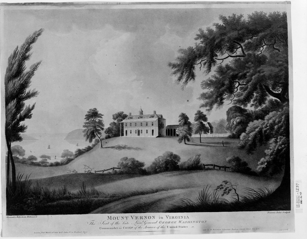 Mount Vernon in Virginia / Alexander Robertson delineavit; Francis Jukes sculpsit., London : Pub'd by F. Jukes No. 10 Howland Street, 1800 March 31st. — historic print