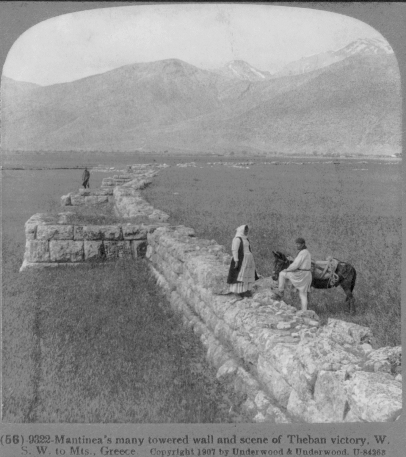 Mantinea's many towered wall and scene of Theban victory [over Sparta in 362 B.C.], W.S.W. to mts., Greece, c1907 Jan. 31. — historic photograph