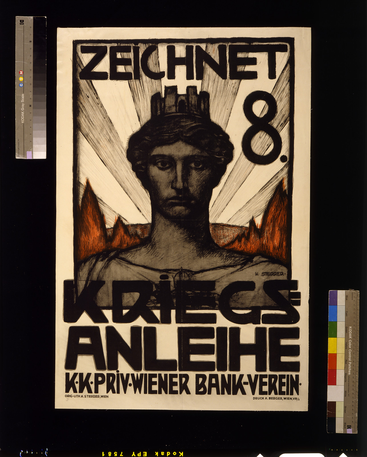 Zeichnet 8. Kriegsanleihe / K. Sterrer., 1917 — vintage poster