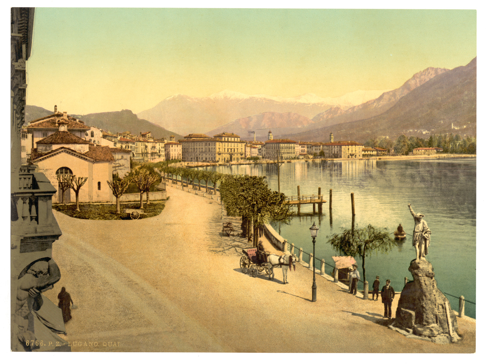 Lugano the quay Tessin Switzerland, [between ca. 1890 and ca. 1900]. — historic print