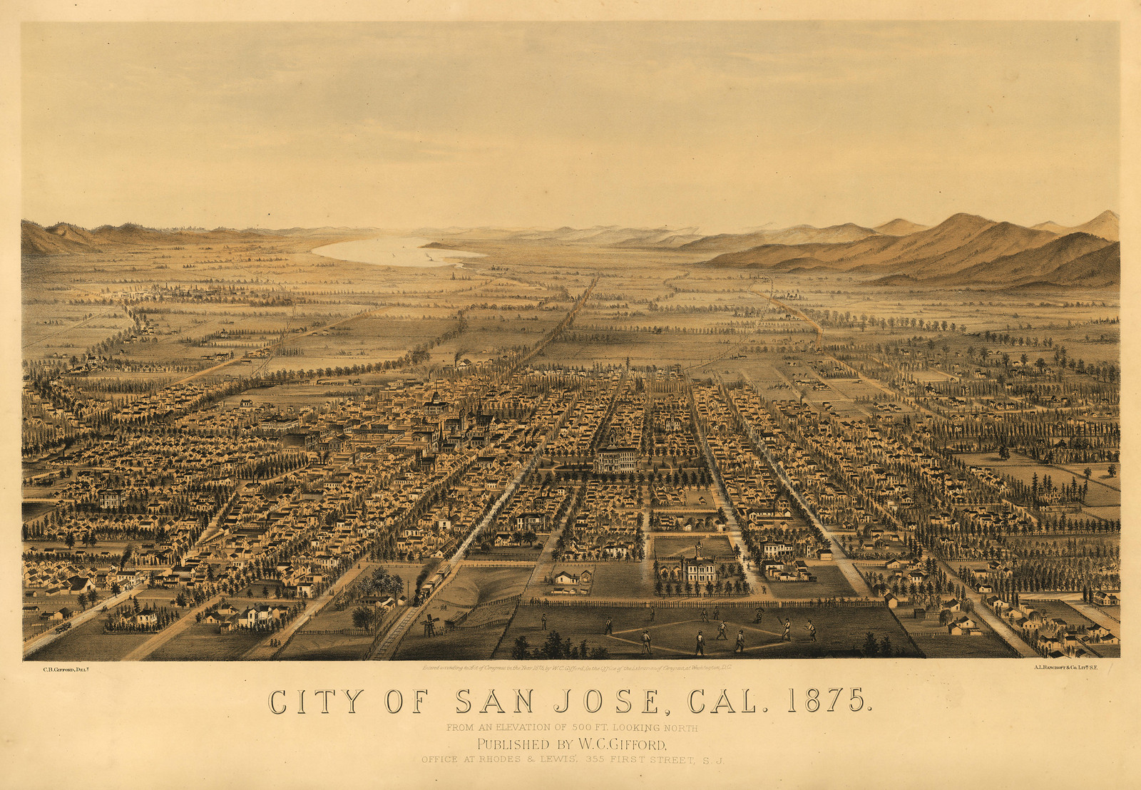 CA San Jose 1875 MAP, 1875 — antique map