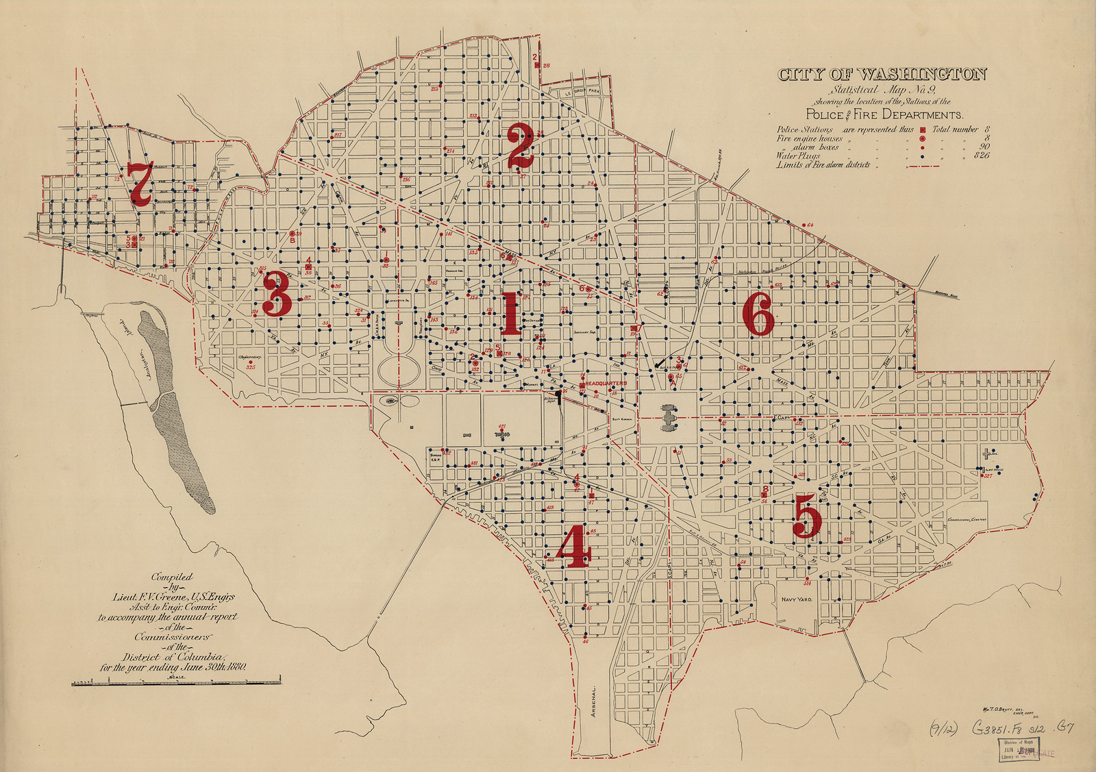 City of Washington Statistical Map No. 4: Police and Fire Stations — antique map