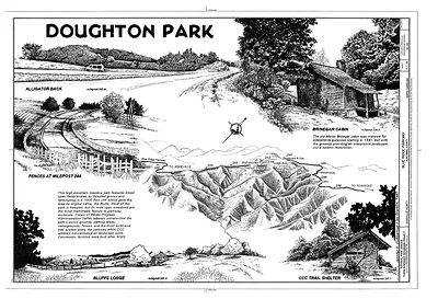 Doughton Park, Blue Ridge Parkway, pen-and-ink map drawing
