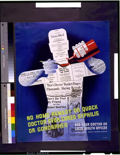 No home remedy or quack doctor ever cured syphilis or gonorrhea See your doctor or local health officer / Karsakov.