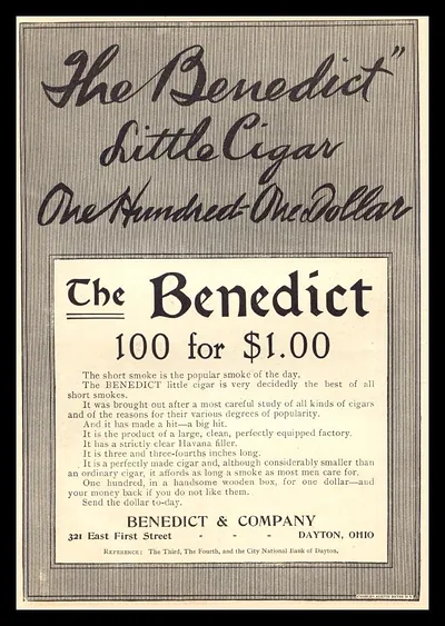 The Benedict Little Cigar advertisement, 100 for $1.00