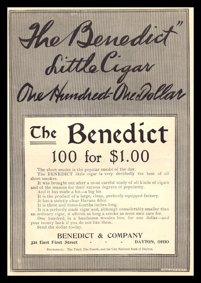 The Benedict Little Cigar advertisement, 100 for $1.00 — historic image