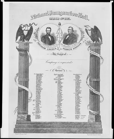 National inauguration ball, March 4th 1865. Abraham Lincoln, Andrew Jackson