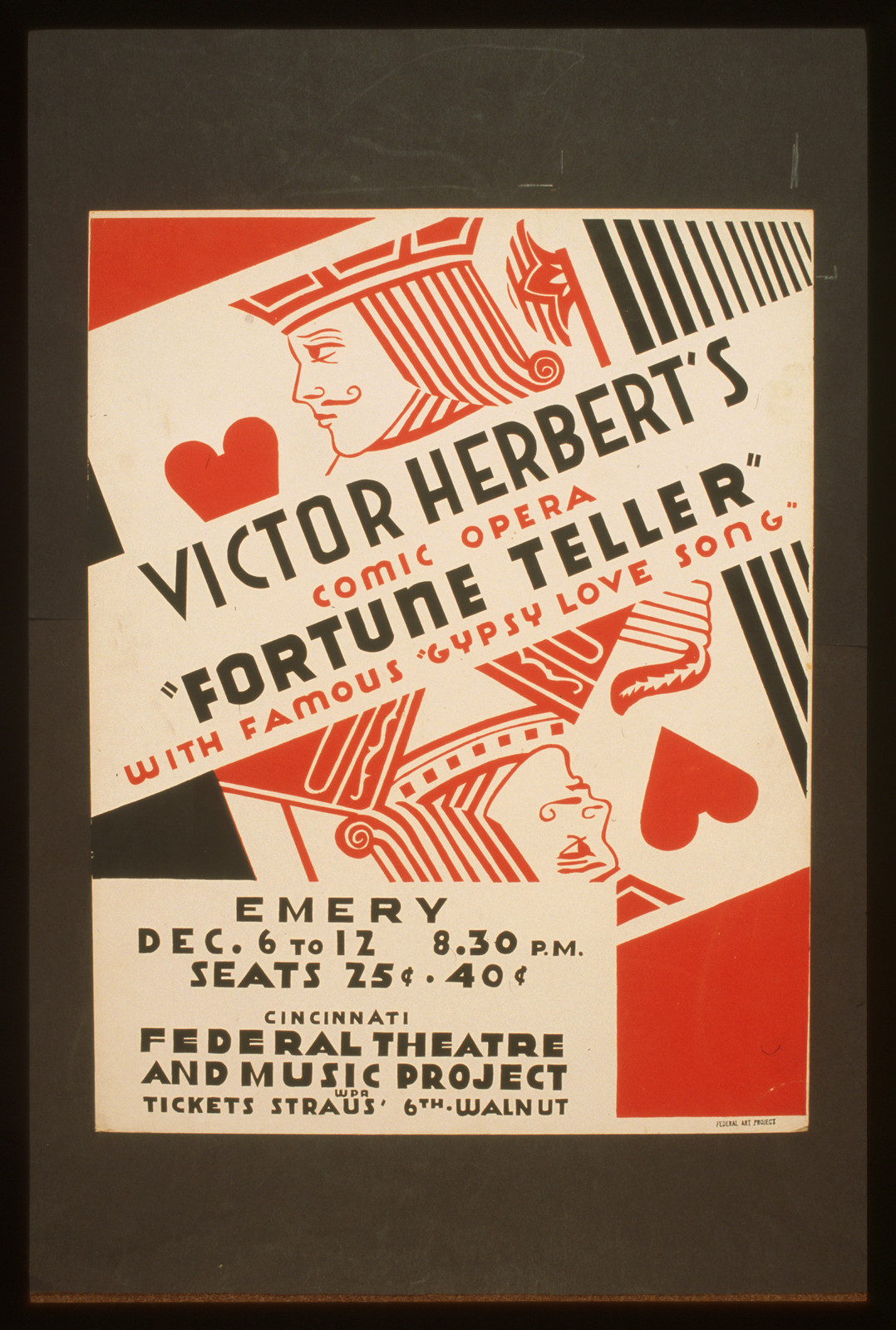 Victor Herberts comic opera Fortune teller with famous gypsy love song, 1936 — vintage poster