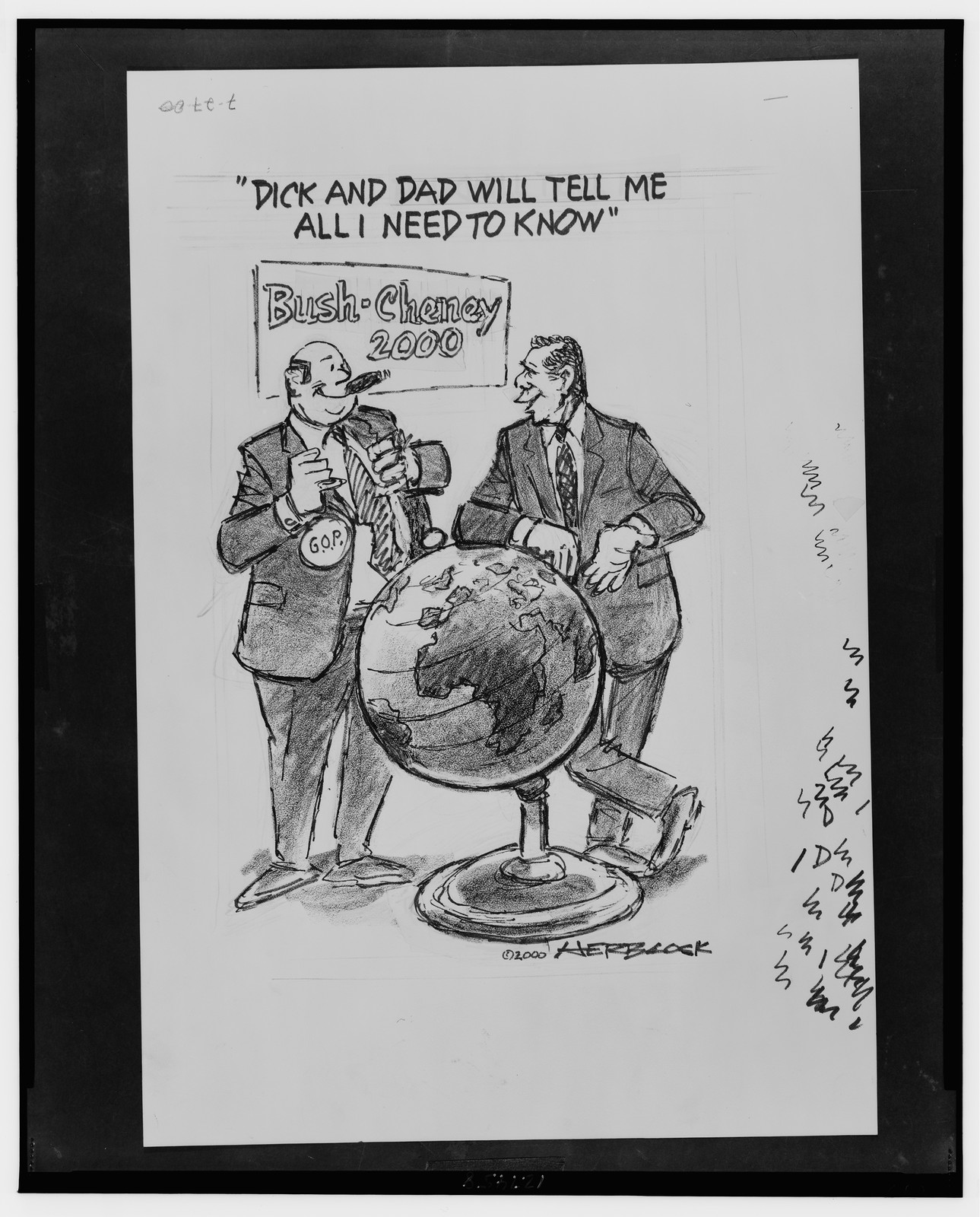 Dick and Dad will tell me all I need to know" / Herblock." — historic drawing