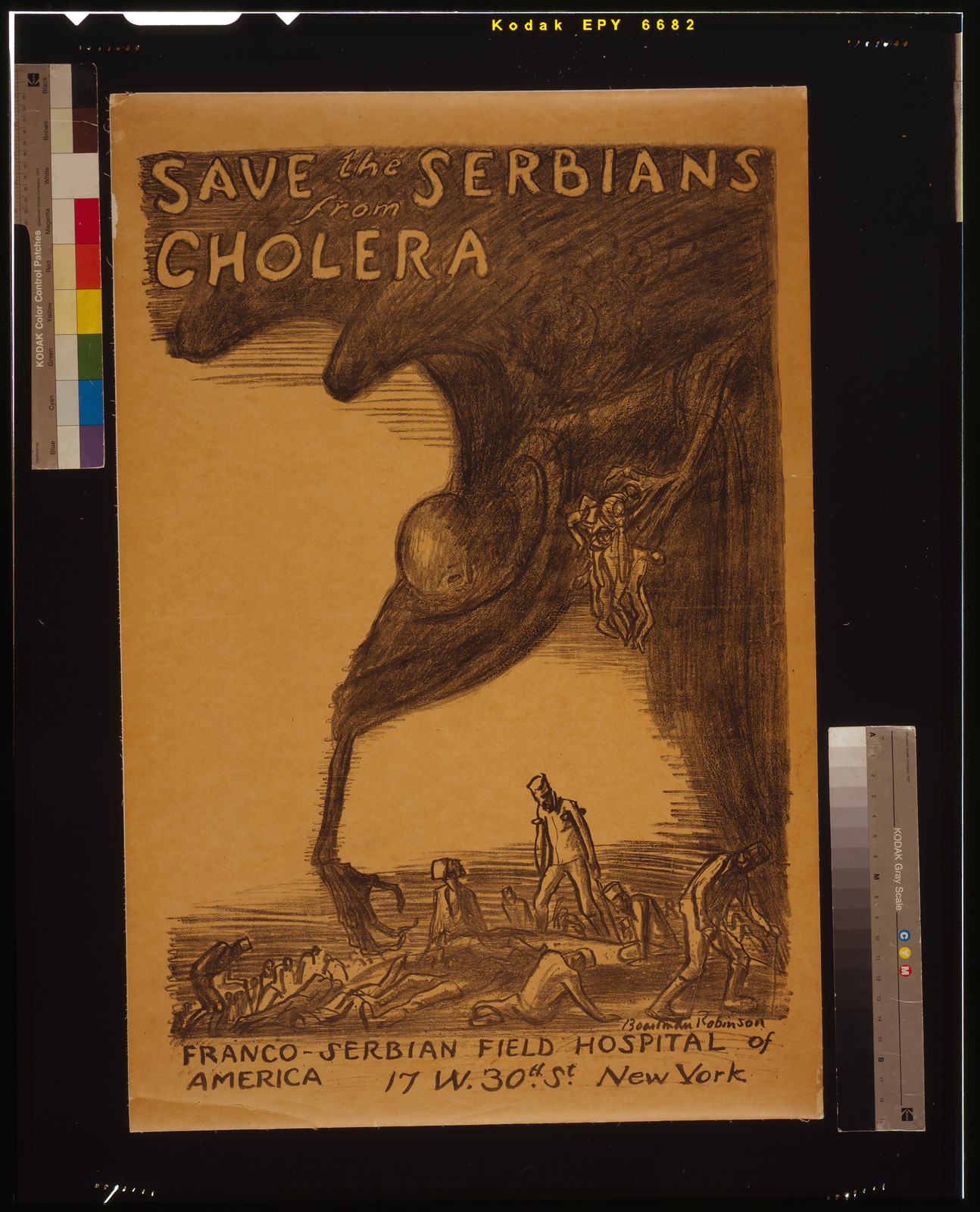 Save the Serbians from cholera / Boardman Robinson., [1918] — vintage poster