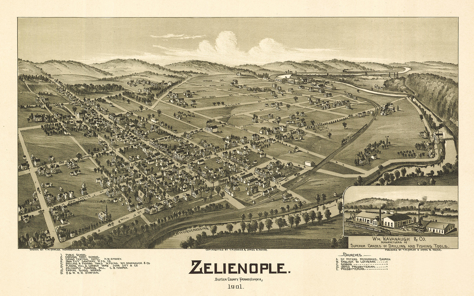 Zelionople, Pennsylvania, 1901, 1901 — antique map