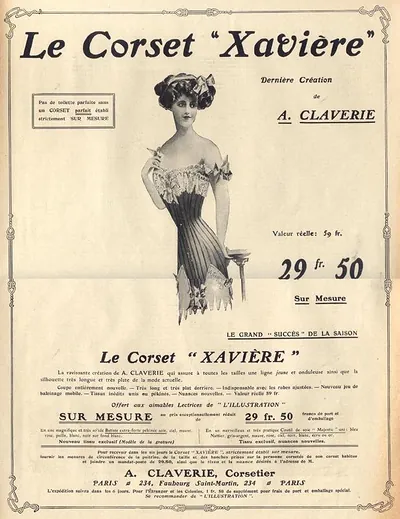 Le Corset Xavière advertisement by A. Claverie