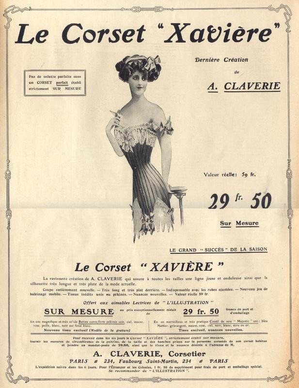 Le Corset Xavière advertisement by A. Claverie — historic image