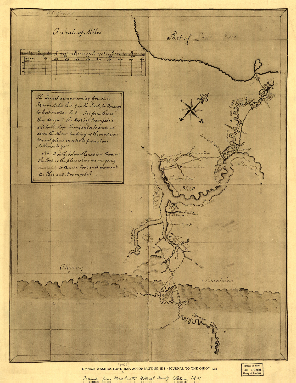 George Washington's Map - 1754 — antique map