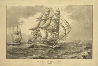 U.S.S. Constitution towing H.B.M. Ship Cyane, February 28, 1815