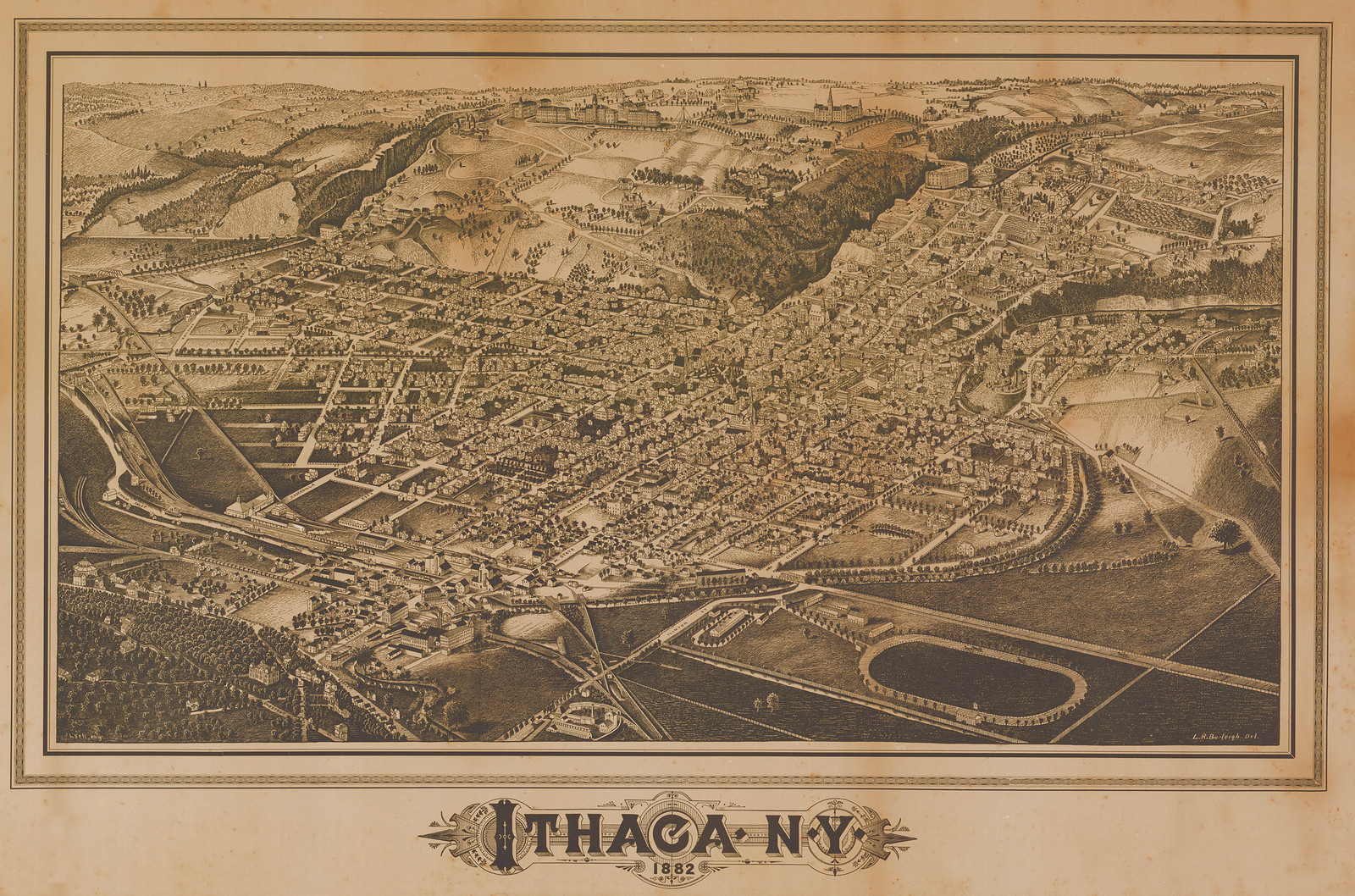 Ithica, New York, 1882, 1882 — antique map